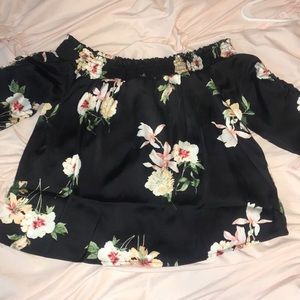 Black and floral off the shoulder top